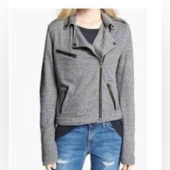 CURRENT ELLIOT THE EASY BIKER ZIP SOFT KNIT JACKET HEATHER GREY SIZE 3 (Sz 10) - Picture 2 of 13